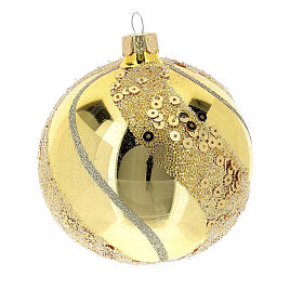Weihnachtskugel aus Glas Grundton Gold mit goldenen Verzierungen Glitter 80 mm