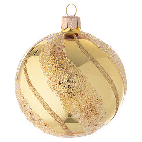 Bolas de Natal: Bola vidro enfeite de Natal ouro e glitter 80 mm