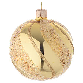 Bolas de Natal: Bola vidro enfeite de Natal ouro e glitter 80 mm