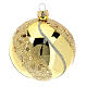 Bauble in gold blown glass with glitter decoration 80mm s1