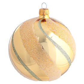 Adorno de Navidad bola de vidrio oro con glitters 100 mm