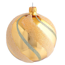 Adorno de Navidad bola de vidrio oro con glitters 100 mm