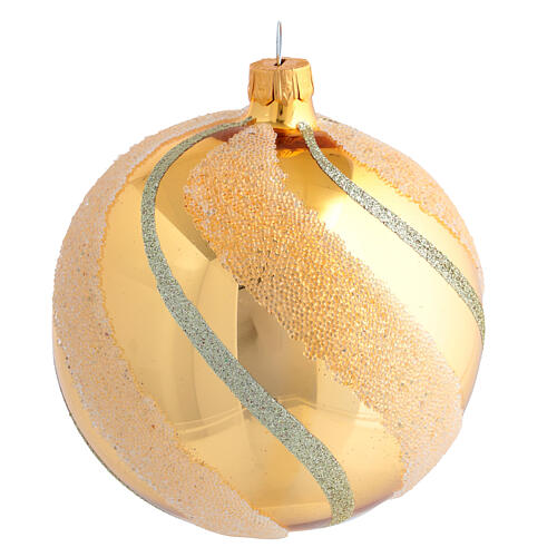 Adorno de Navidad bola de vidrio oro con glitters 100 mm 2