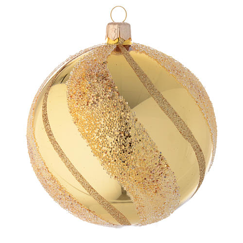 Ornement Noël boule verre or et paillettes 100 mm 1