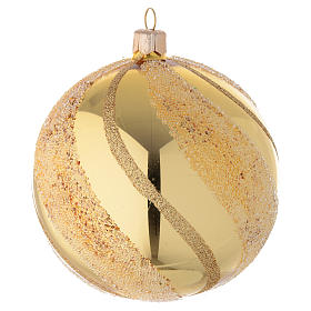 Enfeite Natal bola vidro ouro glitter 100 mm