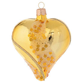 Bolas de Natal: Coração vidro soprado ouro/glitter 100 mm