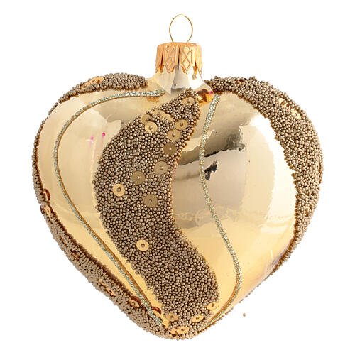 Coração vidro soprado ouro/glitter 100 mm 3