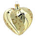 Heart Shaped Bauble in gold blown glass with glitter decoration 100mm s1