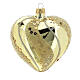 Heart Shaped Bauble in gold blown glass with glitter decoration 100mm s3