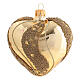 Heart Shaped Bauble in gold blown glass with glitter decoration 100mm s3