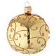 Bauble in gold blown glass with golden motif 80mm s1