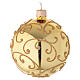 Bauble in gold blown glass with golden motif 80mm s2