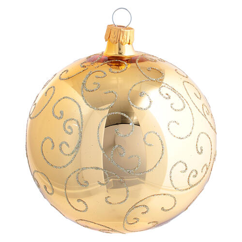 Addobbo palla vetro decoro arabesco oro 100 mm 1
