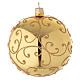Bauble in gold blown glass with golden motif 100mm s1