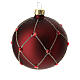 Bauble in red blown glass with glitter and stones 80mm s2
