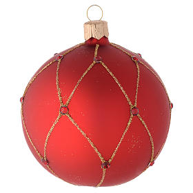 Bolas de Natal: Adorno de Natal bola vidro vermelho pedras 80 mm