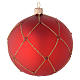 Bauble in red blown glass with glitter and stones 100mm s1