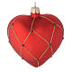 Heart Shaped Bauble in red blown glass with glitter and stones 100mm s1