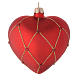 Heart Shaped Bauble in red blown glass with glitter and stones 100mm s2