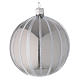 Bauble in silver blown glass with stripes 100mm s2