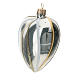 Heart Shaped Bauble in silver blown glass with stripes 100mm s2