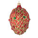 Oval bauble in red glass with gold decoration and stones 130mm s2