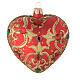 Heart Shaped bauble in red glass with gold decoration and stones 100mm s2