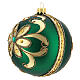 Bauble in green blown glass with gold glitter decoration 100mm s3