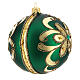 Bauble in green blown glass with gold glitter decoration 100mm s4