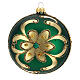 Bauble in green blown glass with gold glitter decoration 100mm s5