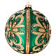 Bauble in green blown glass with gold glitter decoration 150mm s3
