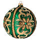Bauble in green blown glass with gold glitter decoration 150mm s4