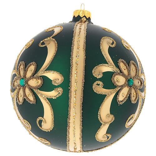 Bola de Navidad de vidrio soplado verde decoraciones oro 150 mm 3