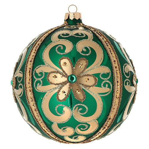 Décor verre soufflé boule vert/or 150 mm 1