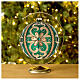Décor verre soufflé boule vert/or 150 mm s2