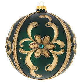 Palla vetro soffiato decoro verde/oro 150 mm