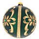 Bola de vidro soprado decoro verde/ouro 150 mm s3