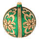 Bauble in green blown glass with gold glitter decoration 150mm s2