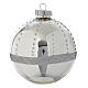 Boule Sapin Noël verre paillettes Silver 90 mm s1