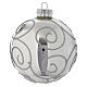 Boule Sapin Noël verre paillettes Silver 90 mm s2