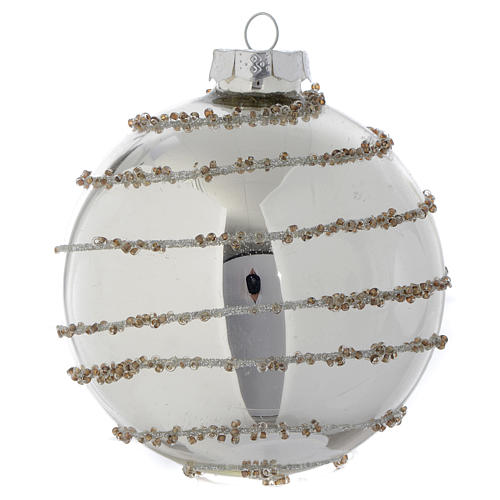 Palla Albero di Natale vetro glitter Silver 90 mm 3