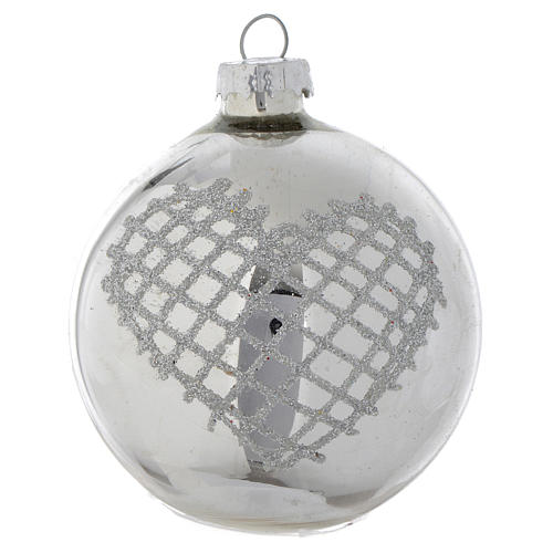 Silver glass bauble 7 cm 1