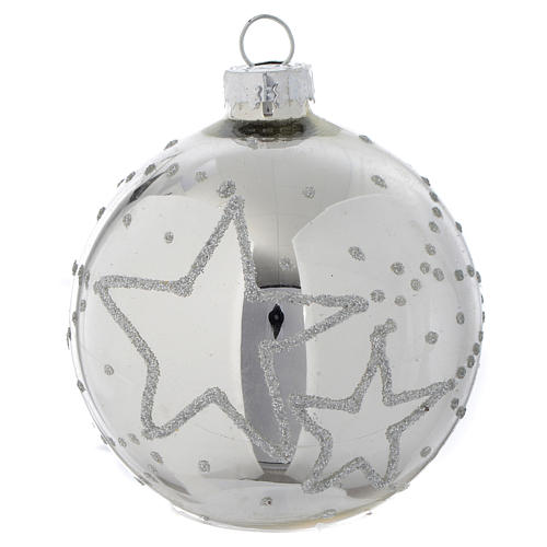 Silver glass bauble 7 cm 2