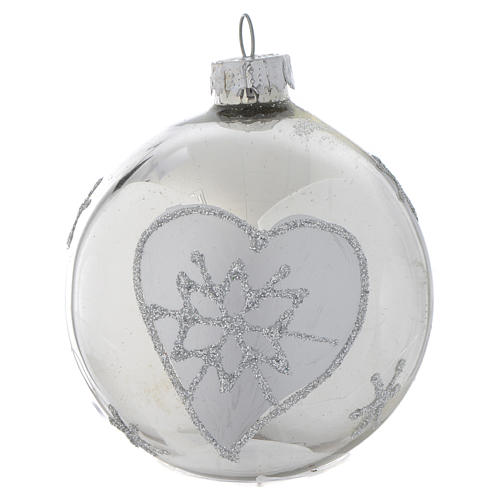 Silver glass bauble 7 cm 3