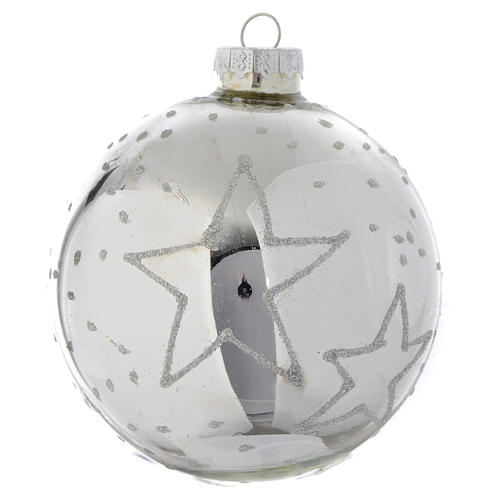 Bola vidrio árbol de Navidad color plata 90 mm 2