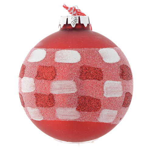 Bola vidro vermelho Árvore de Natal 90 mm 3