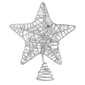 Punta del Árbol de Navidad Estrella con glitter plata