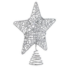 Punta del Árbol de Navidad Estrella con glitter plata