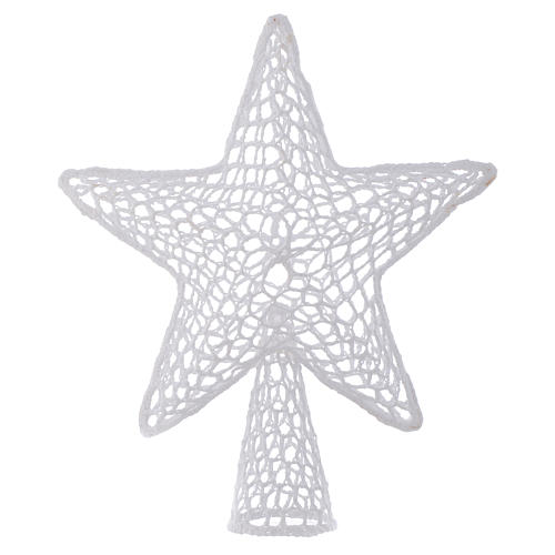 Ponteira Árvore Natal estrela bordada branca 1