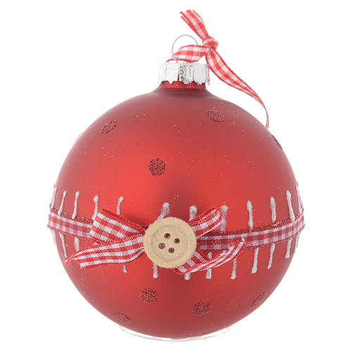 Red Christmas tree bauble in glass 80mm 1